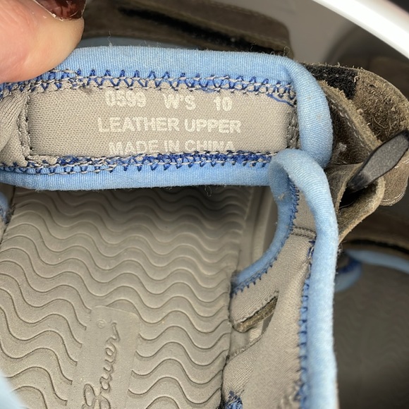 Eddie Bauer Velcro  dark grey with light blue sandals women’s size 10 - Picture 3 of 13